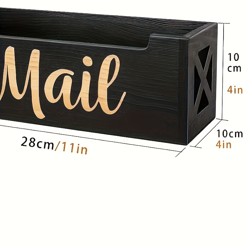 Wooden Storage Box Wall Mount Desktop Organizer Paper Document Tray Mail Envelope Holder Decorative Home Office: Default Title