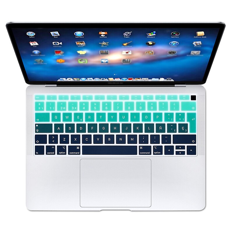 Hrh Regenboog Spaans Siliconen Toetsenbord Beschermfolie Voor Apple Voor Macbook Air 13 A1932 Met Touch Id Vingerafdruk Release: Ombre green