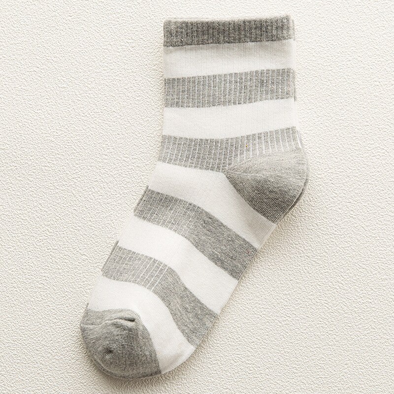 Korean Style Socks Woman Spring Autumn Kawaii Stripe Cotton Japanese Harajuku Short Sock for Girls, Woman Clothing: Gray