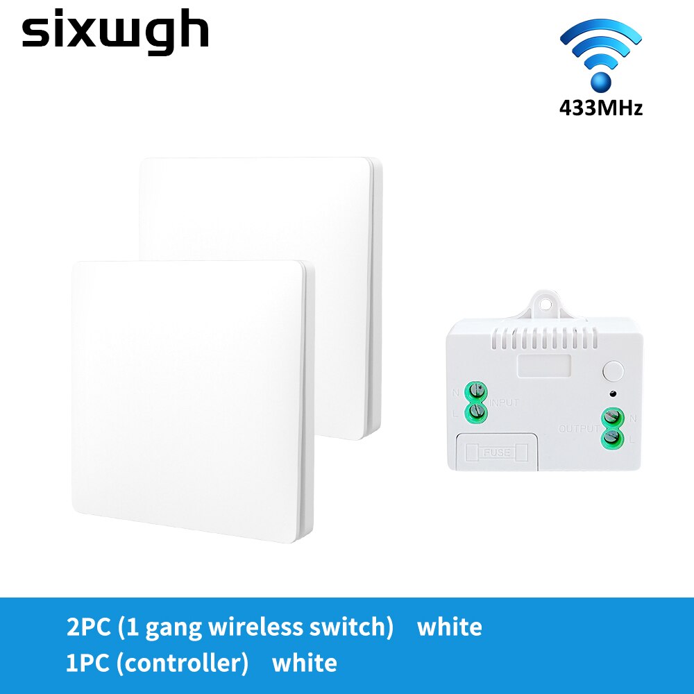 SIXWGH Wireless Switch 1/2 Gang 2 Way Waterproof Push Button Switch No Battery Self-powered Remote Control Light Switch: 2x1gang 1Receiver