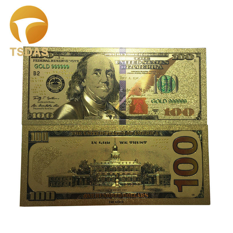 Alle typer amerikanske pengesedler dollar guld seddel  in 24k guldbelagt til indsamling: 7
