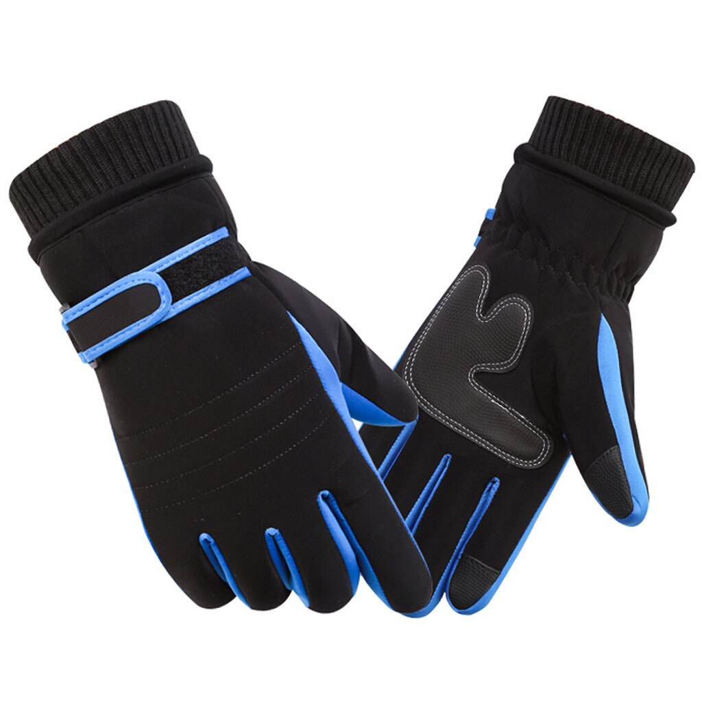 Men‘s Five-finger Polyester Gloves Keep Warm Driving Mittens Winter Warm Ski Snow Snowboard Gloves Men handschoenen guantes: Blue