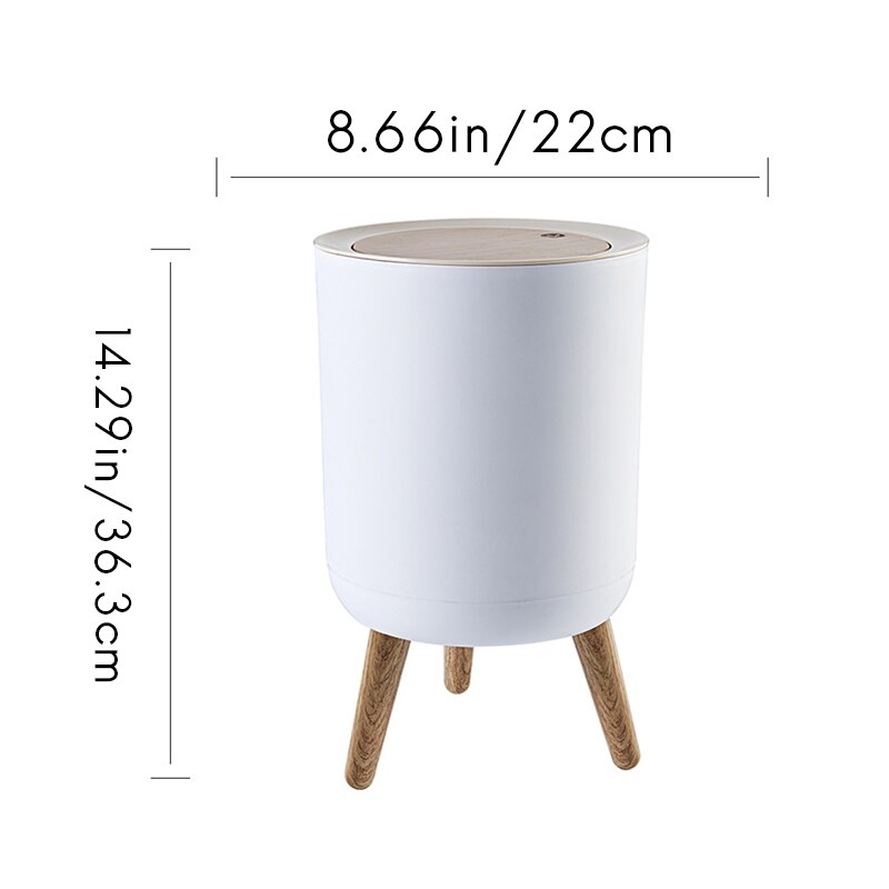 Huishoudelijke prullenbak met deksel voor woonkamer, toilet, badkamer, keuken, scandinavische stijl, hoge prullenbak met imitatiehoutnerf, cnim