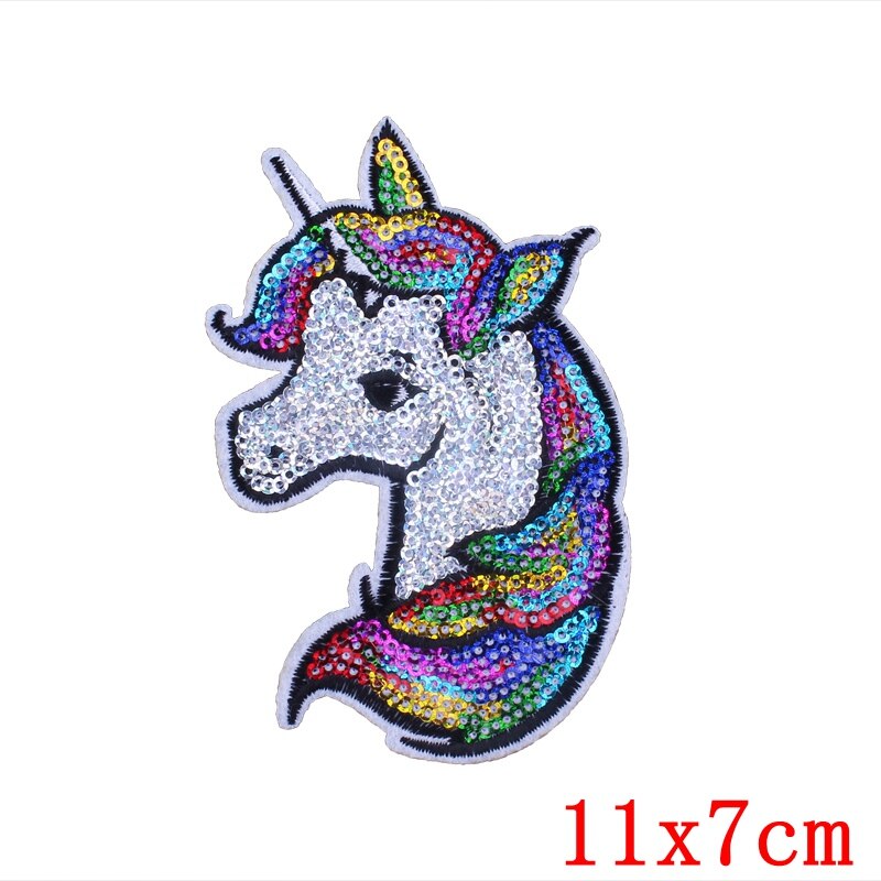 Prajña Naaien Eenhoorn Patch Pailletten Cartoon Naaien Geborduurde Patches Voor Kleding Jas Versmachten Stickers Stof Badge Applique: Koper