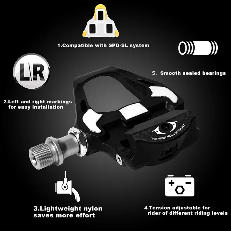 Fit SPD SL System Bicycle Self Locking Lockable Road Bike Pedal PD R8000 Cycling Pedals Bicycle Slipless Pedals for Shimano
