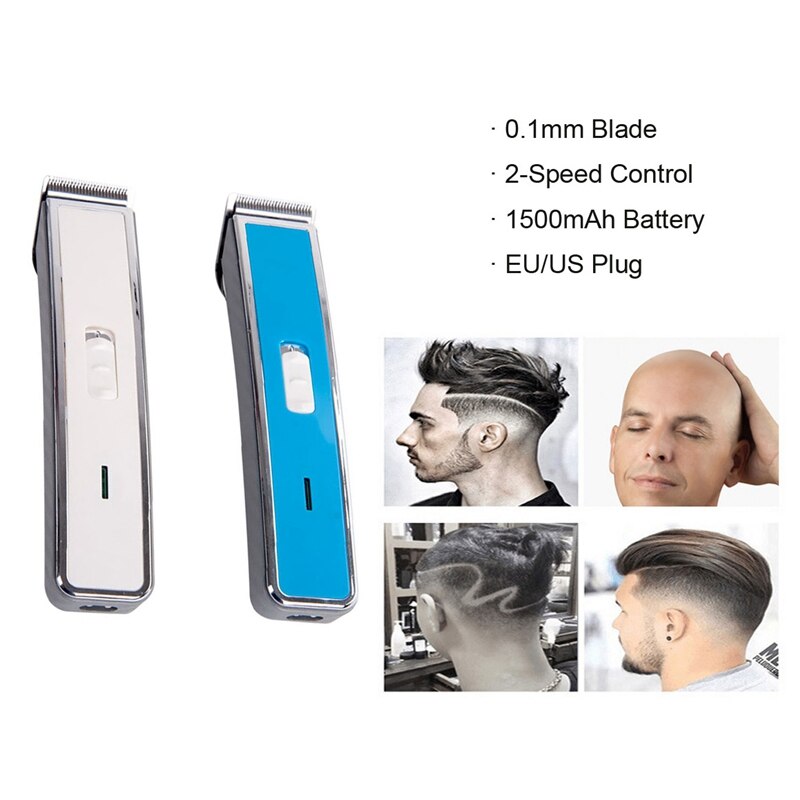 Tondeuse, elektrisch, duw-tondeuse, kapper, huishoudelijke mini-kapper, scheerapparaat, baardtrimmer, eu-stekker (blauw)