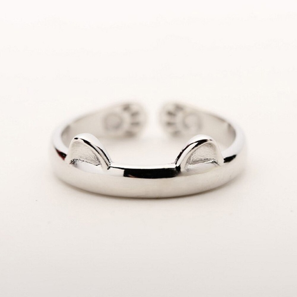 Anneau d'oreille de chat plaqué argent, mignon, bijoux à la , anneau de chat pour femmes et filles, ajustables
