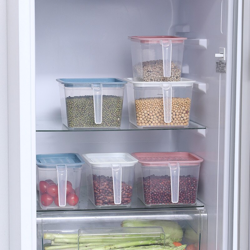 Kitchen Food Container Transparent Storage Box With Handle Refrigerator Drawer Organizer Plastic Fridge Storage Bin Containers