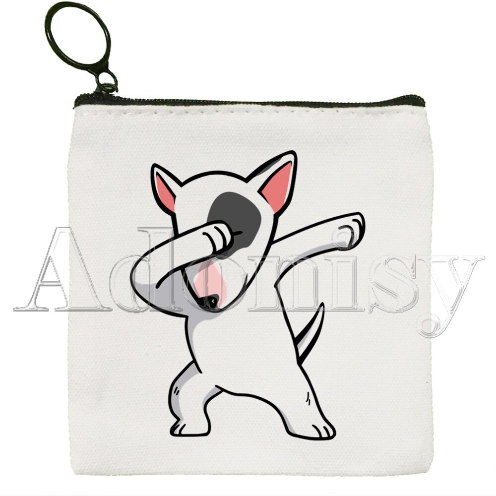 Bull Terrier borsa di tela borsa bianca pura, borsa con cerniera borsa portamonete pochette: E