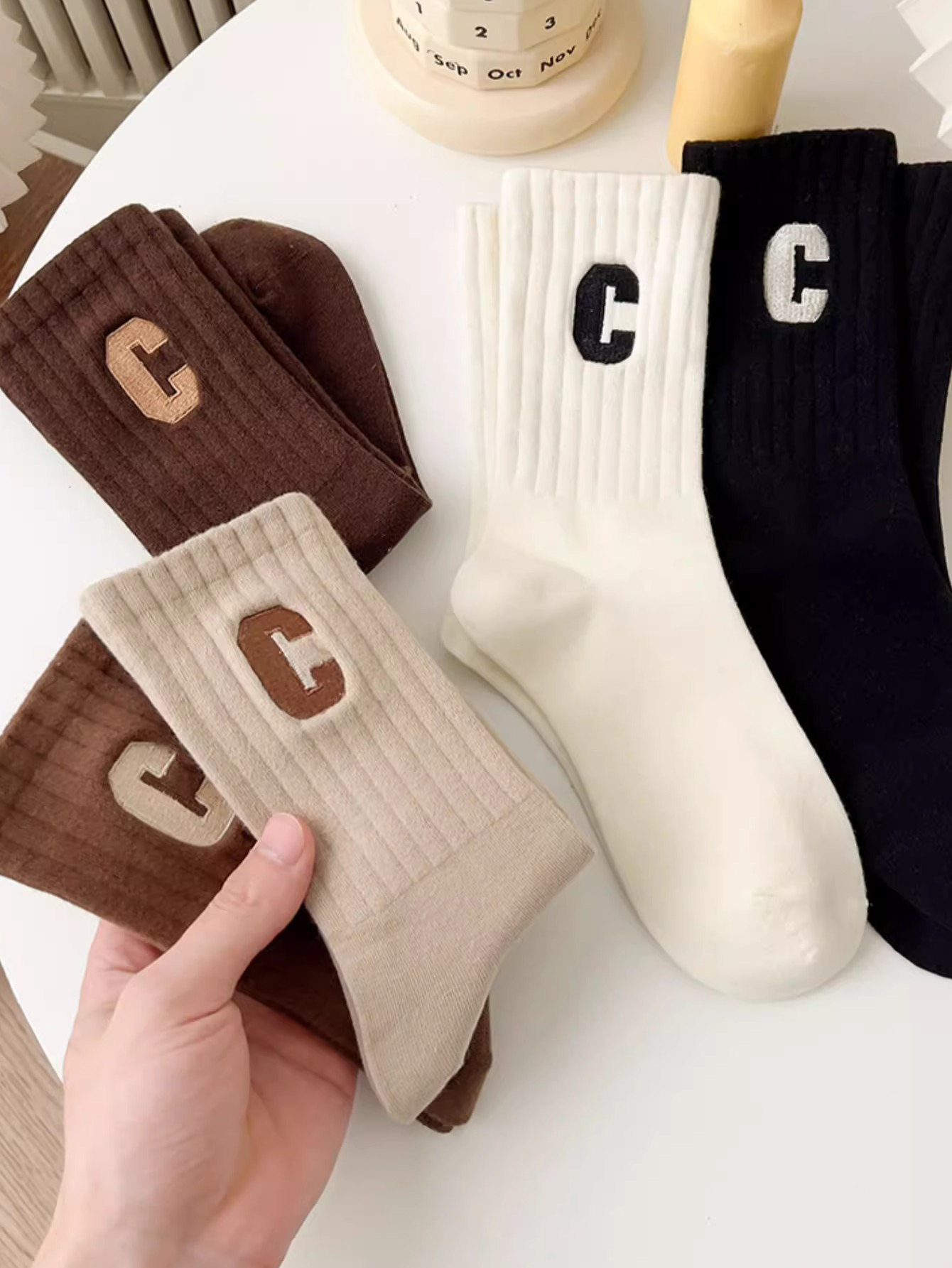 5 pares de calcetines al tobillo de oso de peluche, cómodos y bonitos calcetines cortos para mujer: Mezcla de color