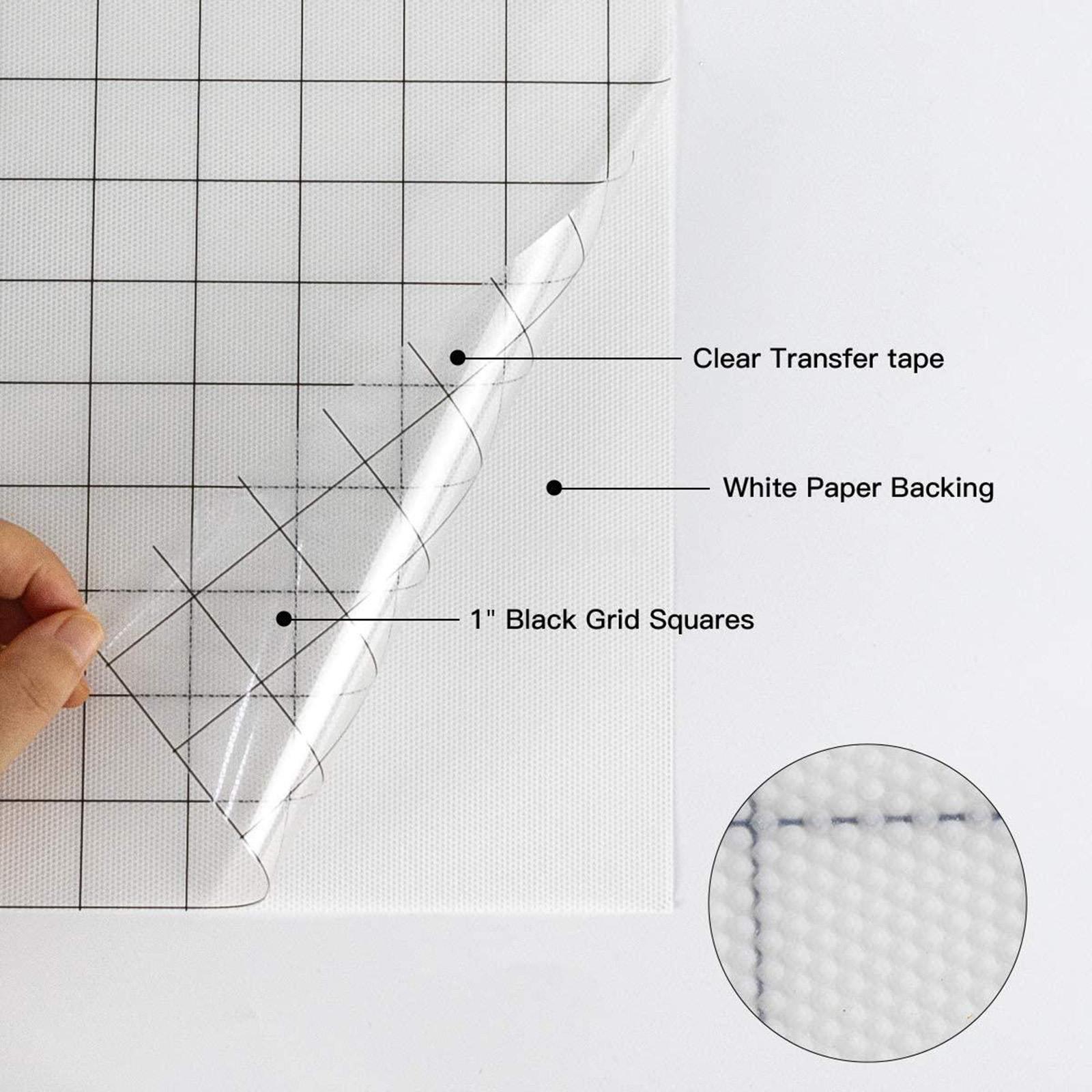 Vinyl Transfer Paper Tape Roll Adhesive 12 X 60 INCH Clear Alignment Grid Without Leaving a Sticky Residue Transfer Paper Rolls