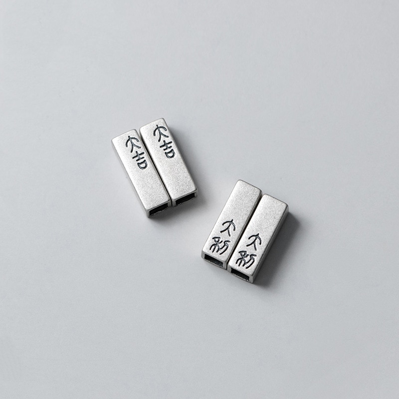 Meetsoft Sterling silber quadratische säulenanhänger Ich bin antiken chinesischen stil, ein paar, speziell für diy-halsketten, schmuckherstellung