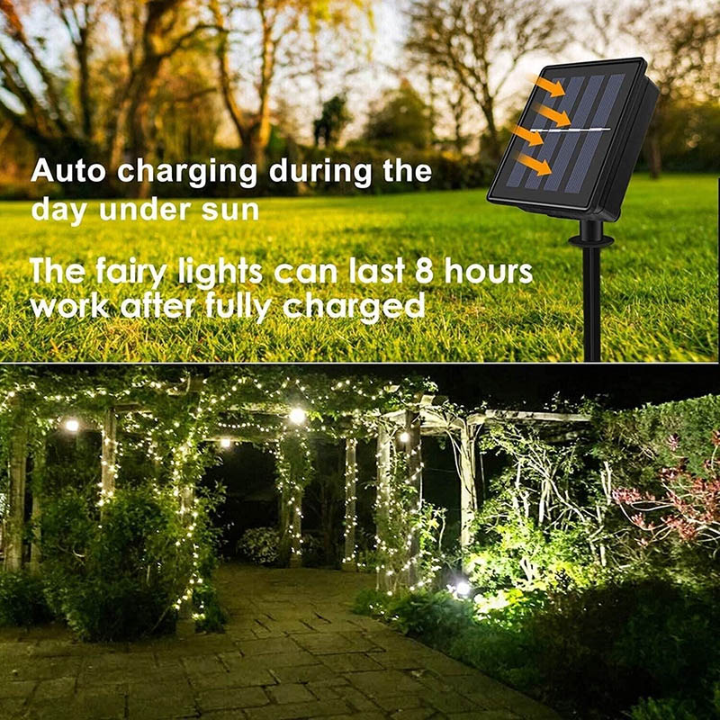 Solar--Lichterkette für Höhle Außenbereich, wasserdicht, 8 Modi, 50/100/200/300 LEDs, für Weihnachten, Innenbereich, Haus, Garten, Party, Terrasse, Baumdekoration
