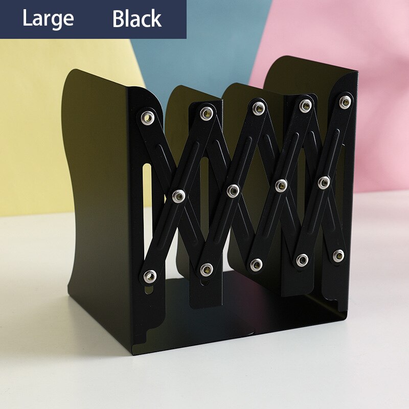 Estantería retráctil de Color, utilizada para estantes de libros, estantes ajustables, con soportes para bolígrafos, escritorios, suministros de oficina: Large-black