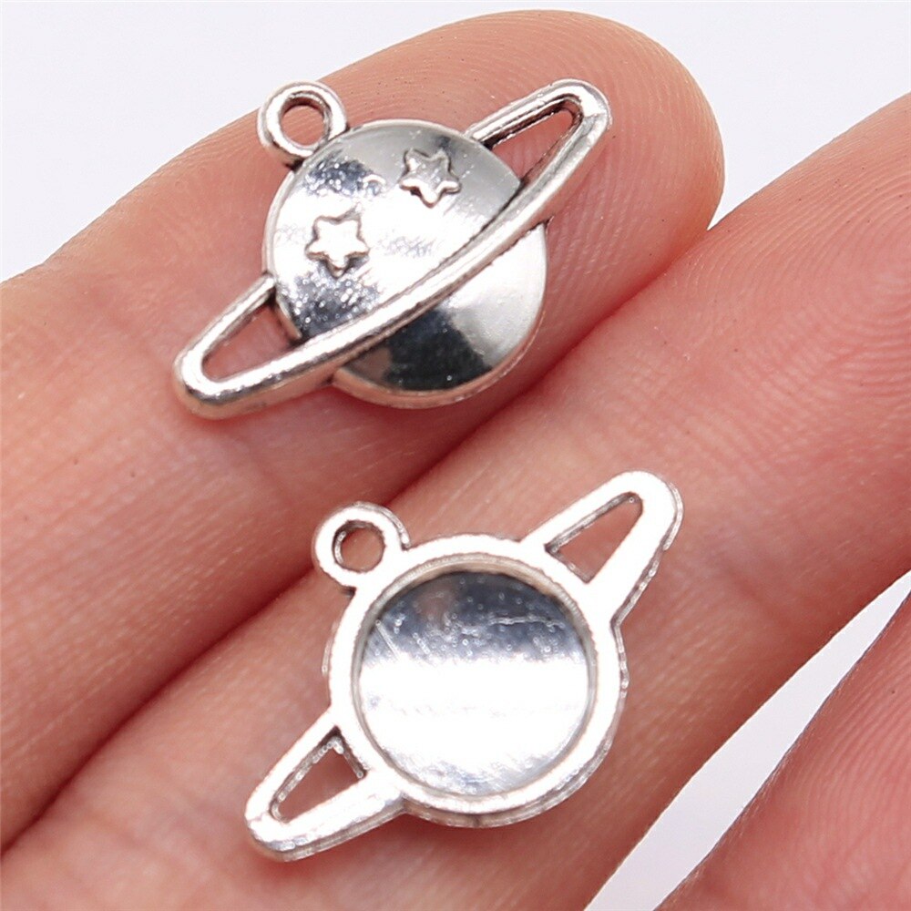 20pcs Saturn Planet Spark Star Solar System Saturn Universe Planet Charms For Jewelry Making