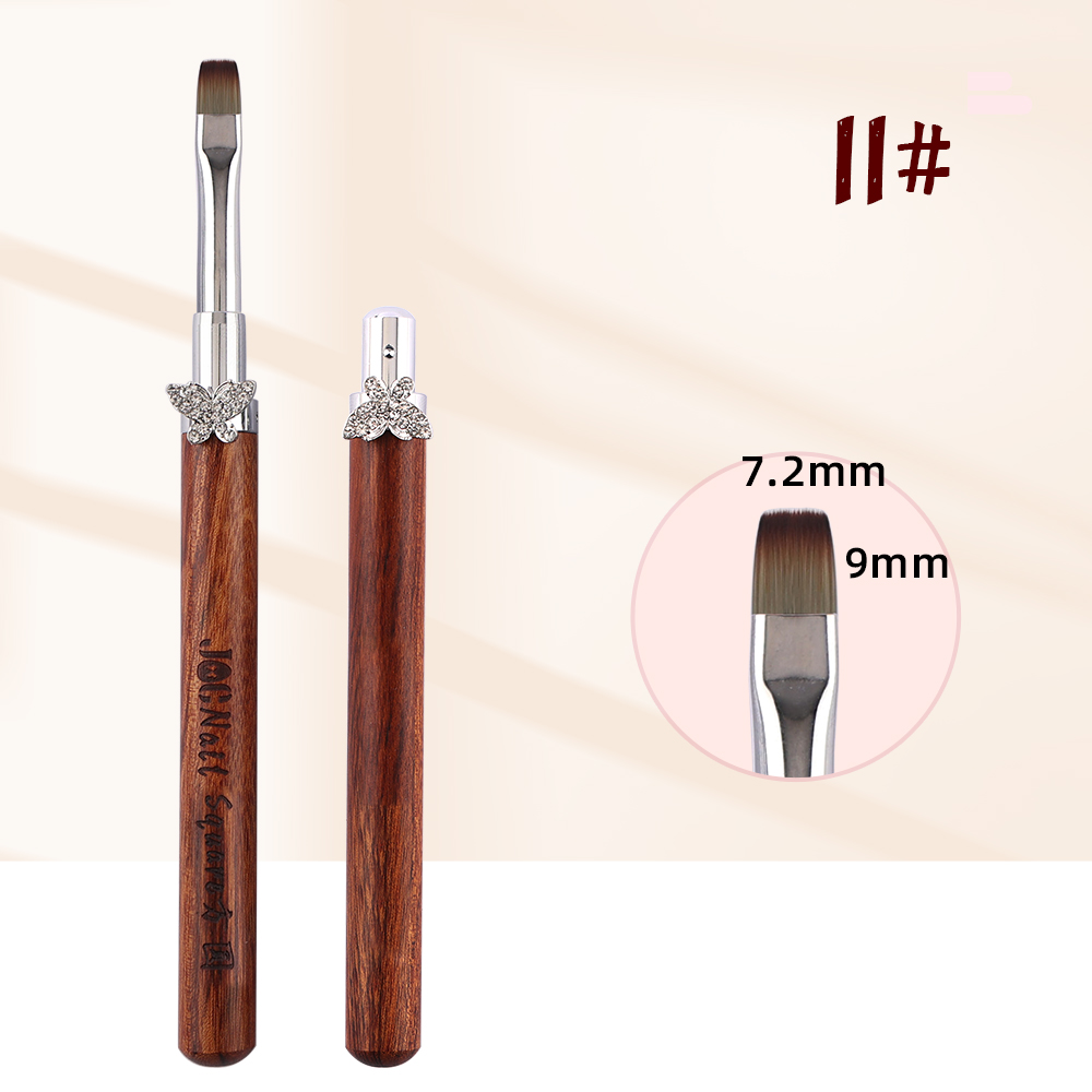 Nagelkonstborsteset avtagbar stång zirkonfjäril sandelullshandtag kantkrok uv-gelnagelborste nagelkonstverktyg: Röd