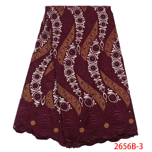 Latest African Cotton Lace Fabric Swiss Voile Lace in Switzerland Nigerian Laces with Stones KS2656B-3: Picture 3
