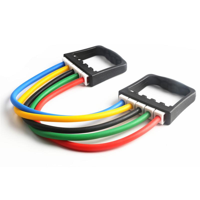 Fitness 5-tube Puller Band Yoga Pull Rope Elastic Resistance Bands 5 Levels Adjustable Intensity Expander Arm Strength Home Gym