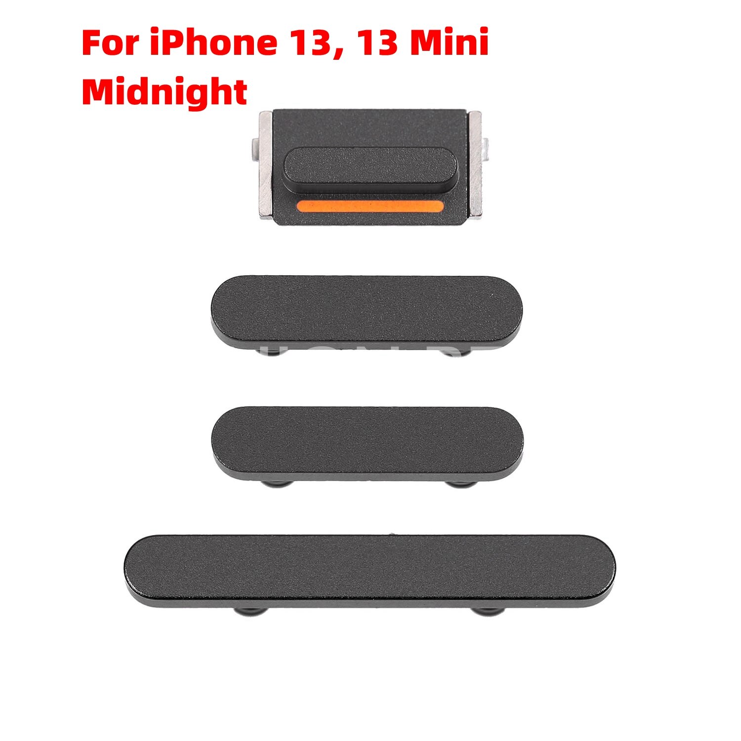 For iPhone 13 , 13 Pro Max Mini Volume Vibrate Key Switch Power Button Lock Side Button Full Set Smartphone Replacement Parts: 13 13Mini Midnight