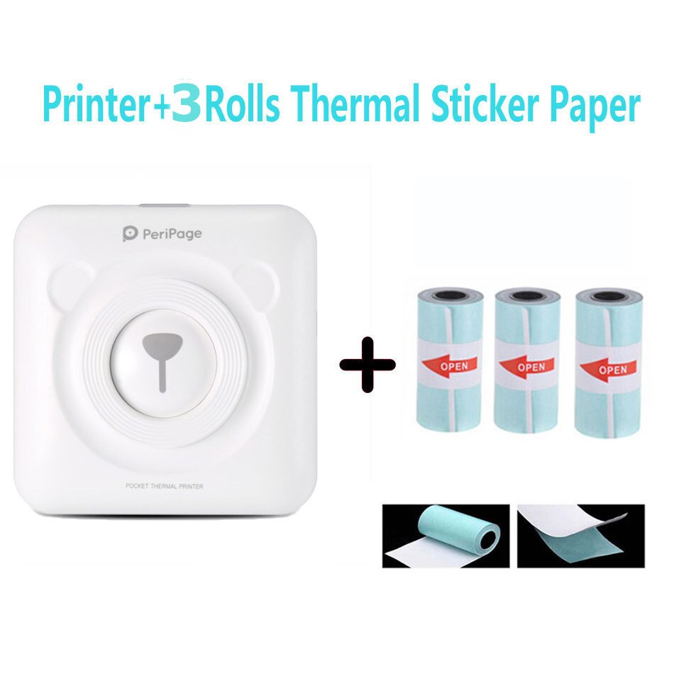 Mini POS Portable Printer Pocket Mobile Thermal Bluetooth 58mm Mini Wireless POS Thermal Photo Printer for Android iOS Phone: W-3 Rolls Sticker