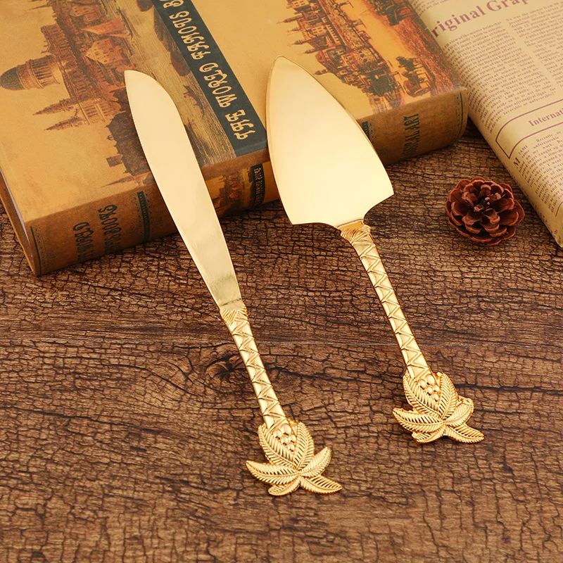 2 Stuks Bruidstaart Mes en Schop Pizza Broodmes Bruiloft Benodigdheden Taartmes Driehoek Brood Schop Bakken Tools: green