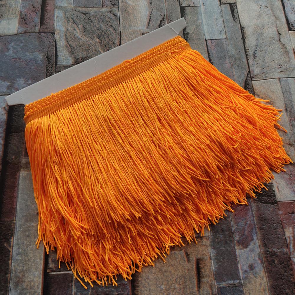 Flecos de encaje de 20CM de largo, 1 metro, 10 colores, poliéster, flecos, para vestido, accesorios de cortina de ropa: Orange