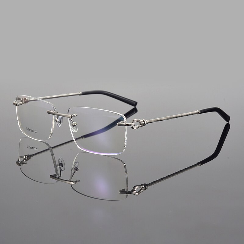 Titanium Brilmontuur Mannen Brillen Frames Mannen Mode Randloze Gouden Bril Top Optische Brillen Recept: Zilver
