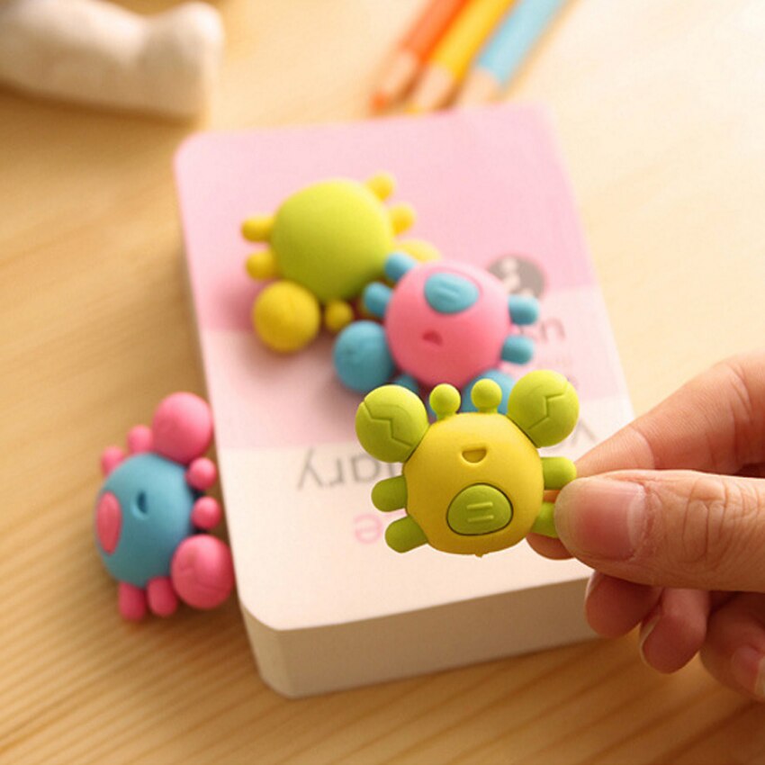 1 stk/parti krabbe kawaii tegneserie blyant viskelædere til kontor skole børn præmie skrive tegning elev