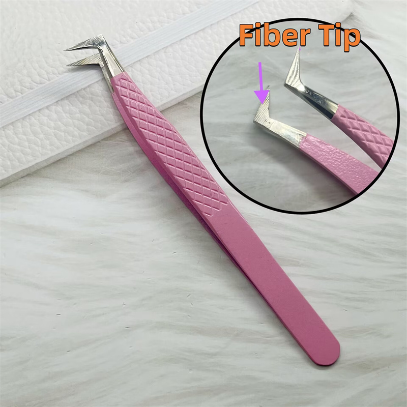 Pinzas para pestañas postizas con punta de fibra precisa para extensión de pestañas, pestañas de visón de Mega volumen, herramientas de maquillaje para artistas con aislamiento de botas para fanáticos: Caqui oscuro