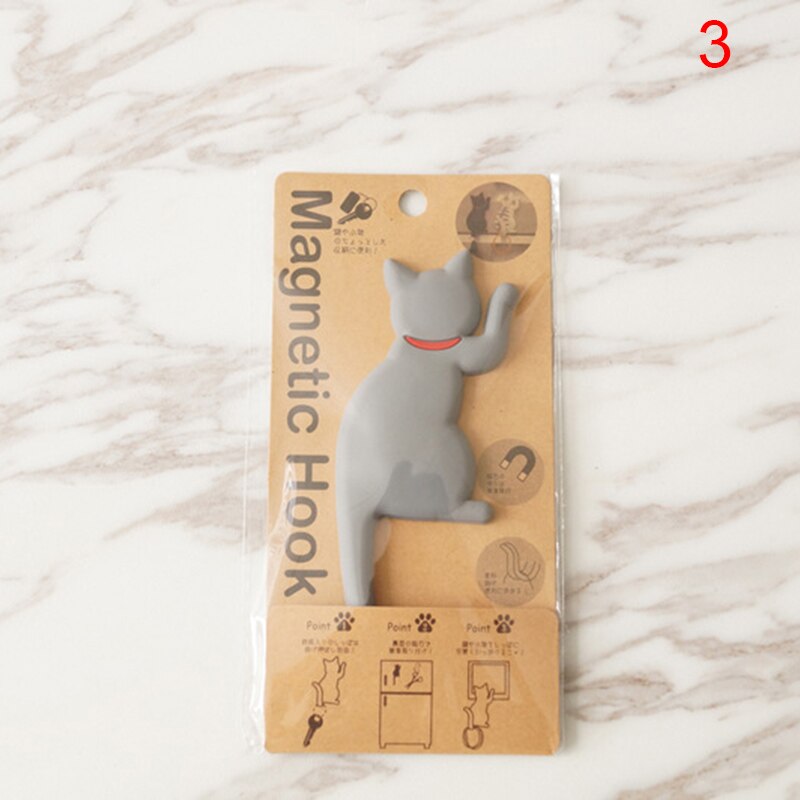 Ny katform magnetisk vægbeslag nøgler krog køleskab magnet magnet hængekrog dørindretning xsd 88: Grå kat