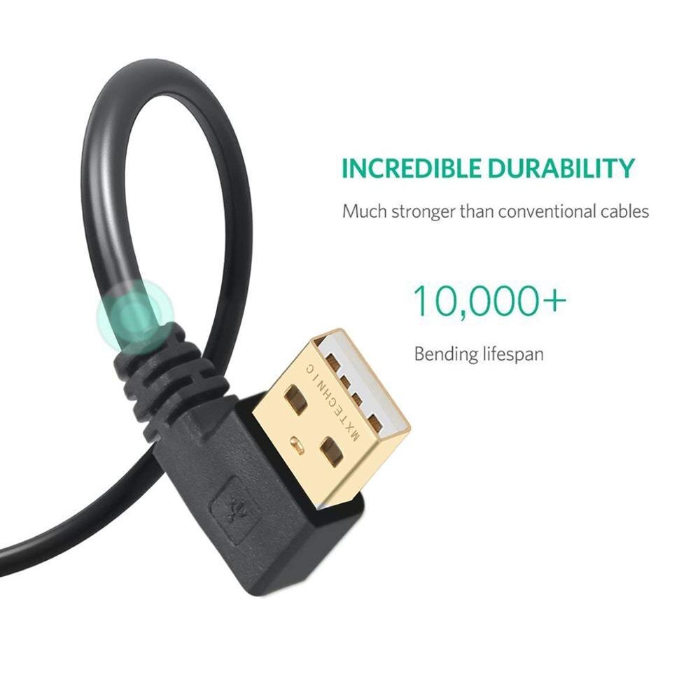 Short USB 2.0 Cable Type A Male to Mini B USB Charger Cable,Double 90 Degree Right Angle 5 Pin Gold Plated 25CM