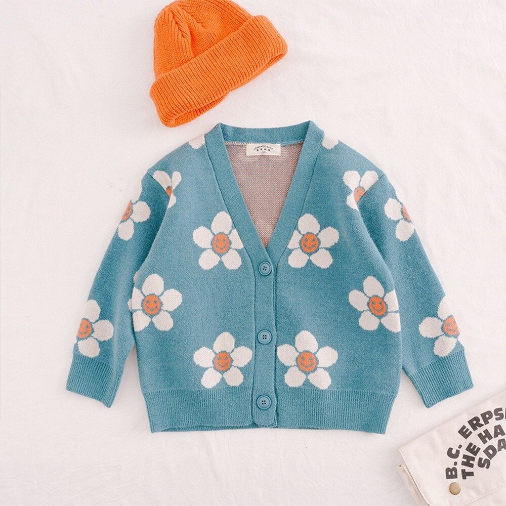 Ragazze Cardigan Lavorato A Maglia Cappotto Del Maglione 2020 Nuovi Vestiti di Arrivo Piccola Margherita Ragazze Primavera e in Autunno Cappotto del Maglione di Modo
