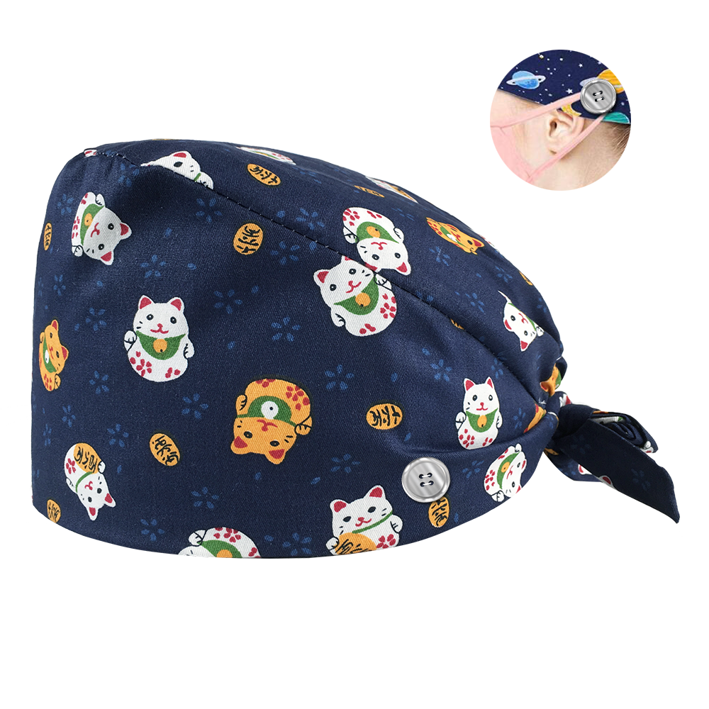 Verstelbare Print Scrub Hoed Stofdicht Cap Katoen Verpleegkundige Cap Bandage Mannen Vrouwen Chirurgische Hoed Cap Gorro Quirurgico: 12118