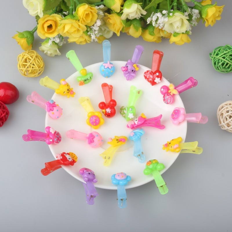20Pcs Mix Kleur Stijlen Bloem Cartoon Haarspelden Lovely Kids Meisjes 3 Cm Multicolor Haar Clip Haarband Accessoires