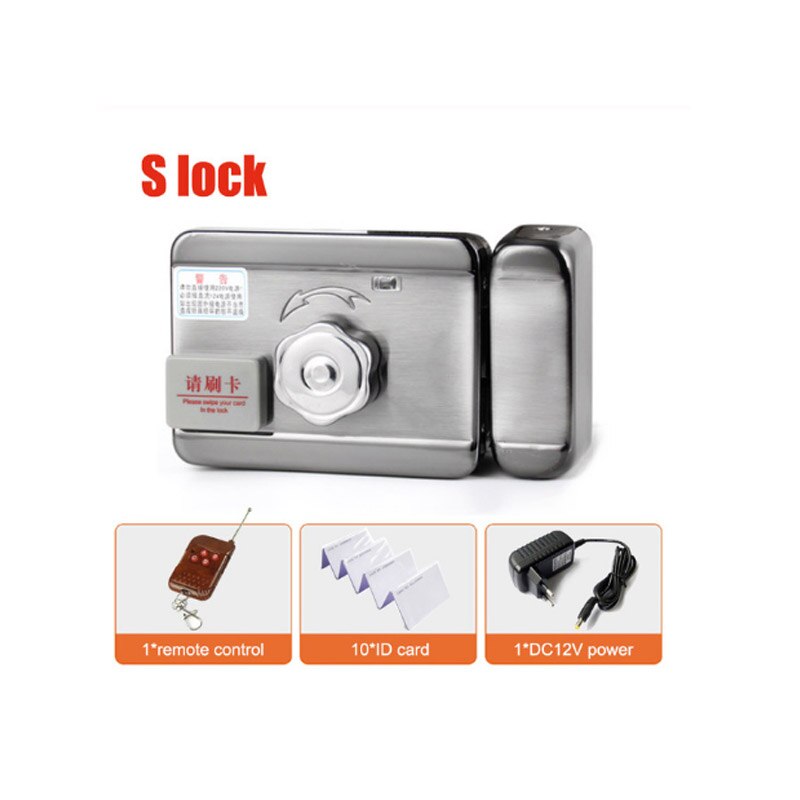 Smart remote control ID Card tag Door gate lock castle Access Control Electronic integrated RFID Rim lock double RFID reader: kit 2