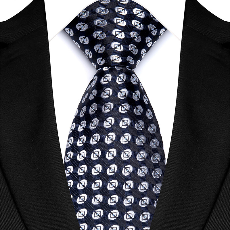 Corbata de lujo de 8CM para hombre, corbata lisa de rayas de puntos de Color gris plateado para novio, corbata tejida de Jacquard para de boda de negocios: Lavanda