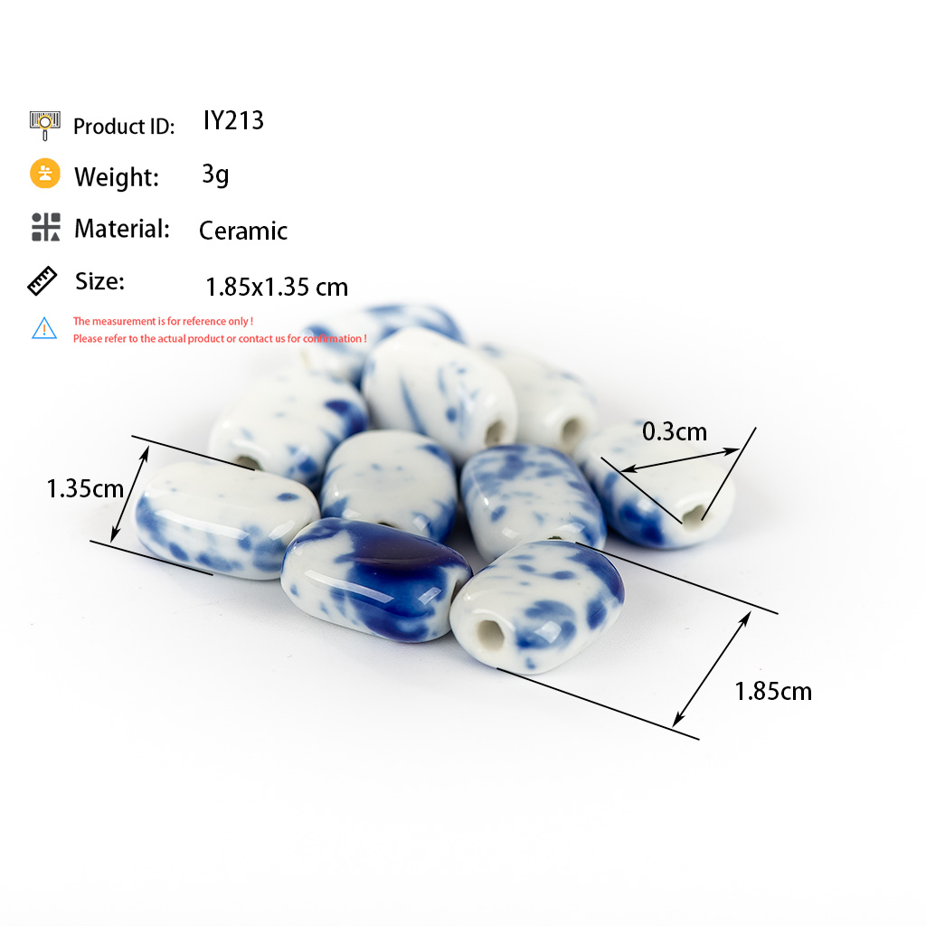 18# 10 stück quaderförmige kugel-keramikperlenkette, einzigartige keramikperlen  #iy213