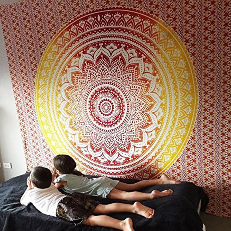 Indien Mandala Wandteppich Hängen Macrame Wand Tuch Wandteppiche Psychedelic Nacht Sky Mond Wandteppich Teppich: D / L