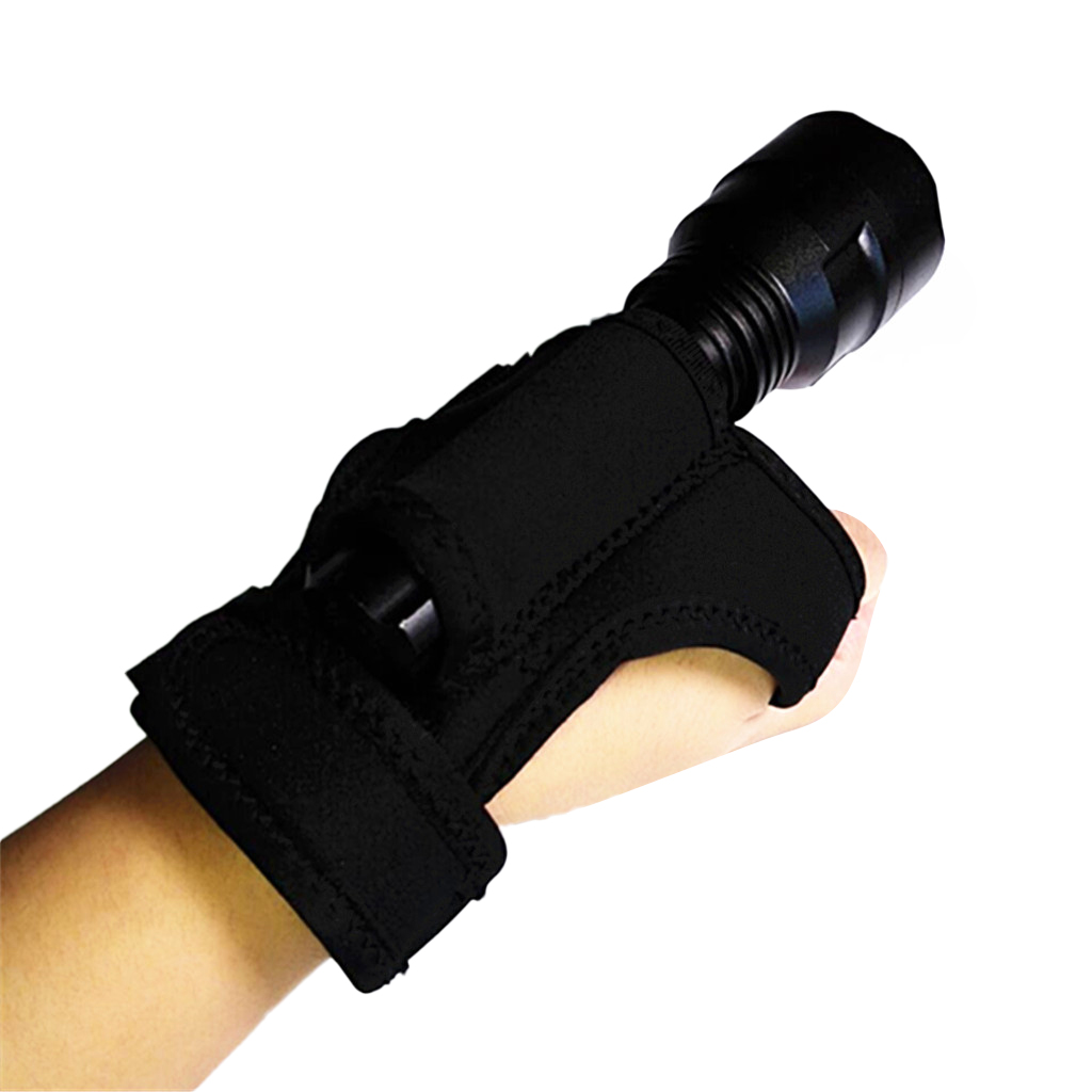 Magideal Outdoor Duiken Zaklamp Zaklamp Houder Zachte Hand / Arm Mount Torch Zaklamp Holster Hand Arm Mount Strap: Black