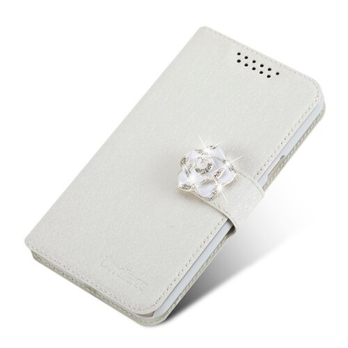 Dneilacc Case For Coque Asus Zenfone 3s Max ZC521TL Cell Phone Cover With Rhinestone Luxury Flower Diamond Phone Bags: White With Camellia