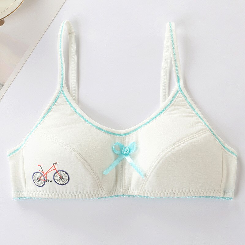 Girls Bra Teenager Breathable Underwear Cotton Training Bras Tops Crop Teens For Girls Kids Crop Tops: Blue