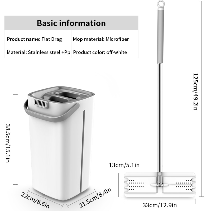 Flat Squeeze Mop and Bucket Hand Free Wringing Floor Cleaning Microfiber Mop Pads Wet or Dry Usage on Hardwood Laminate Tile