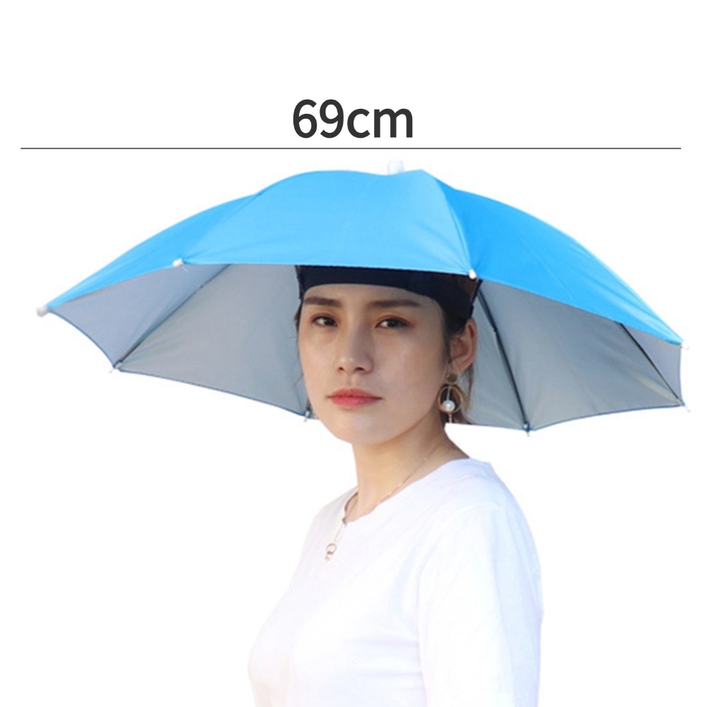 Draagbare Opvouwbare Regenparaplu Hoed Outdoor Vissen Zonnescherm Cap Waterdicht Camping Vissen Hoofddeksels Anti-Uv Strand Hoed 55-95CM: Kaki