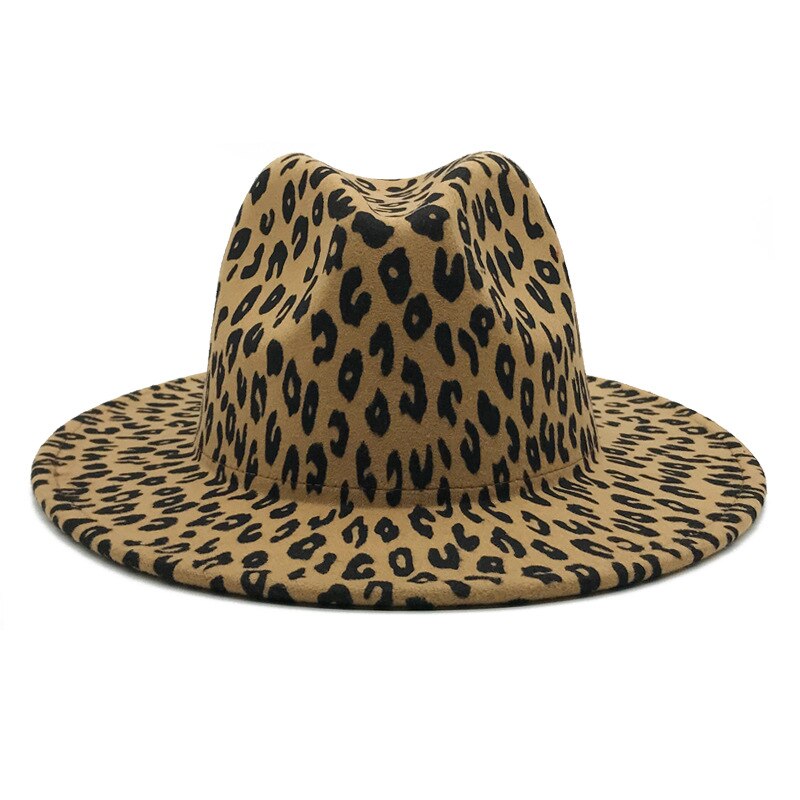 Winter Fedora hüte für frauen Flache breite Krempe Panama Wollfilz Jazz Fedora Hüte für männer Leopard Gothic oben hochzeit Hütte