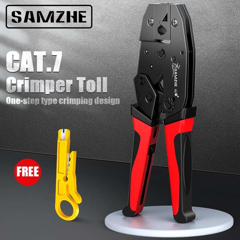 SAMZHE CAT7 Crimper Tool Crimping Plier Network Crimper for Cat 7 Cat6 cat 5 STP Modular Plugs