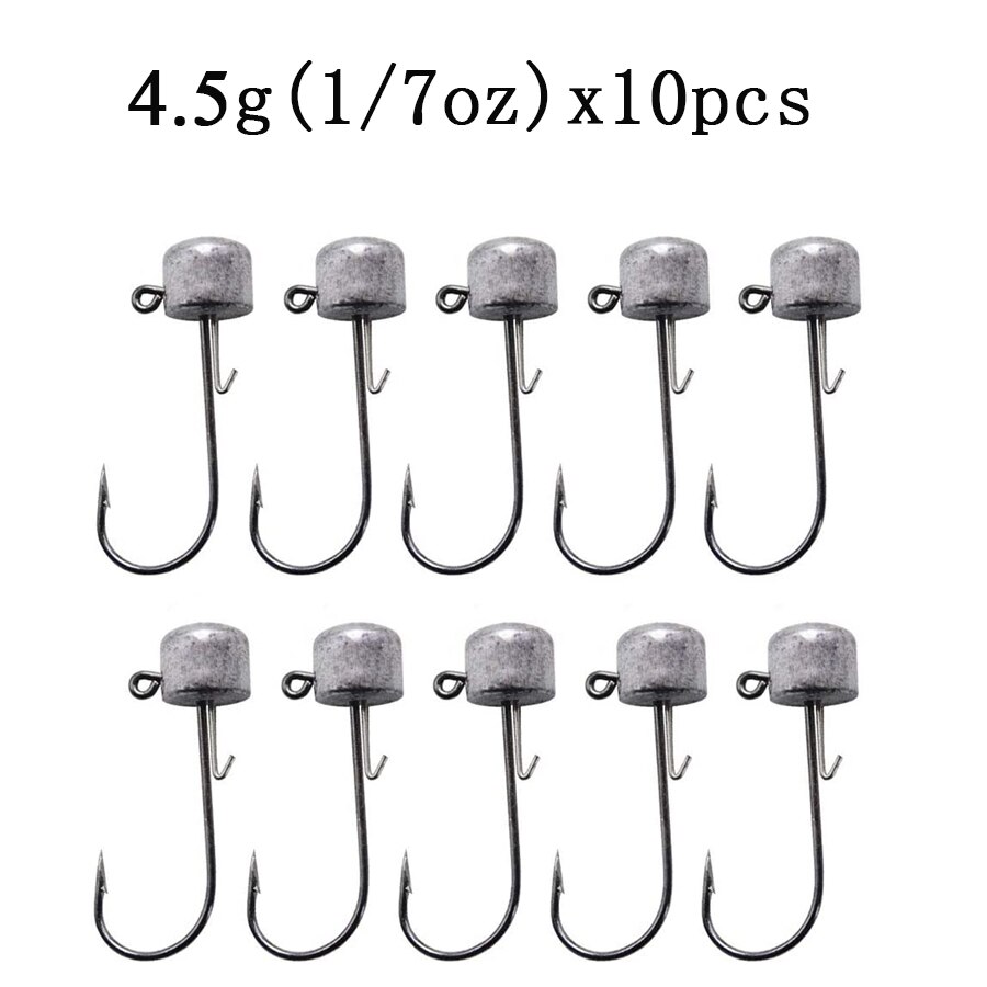 10pcs/lot Jig Head Fishing Hook Ned Rig Fishhook Soft Worm Lures Mushroom Jig Hooks Bass Trout Fishing Accessories: 4.5g