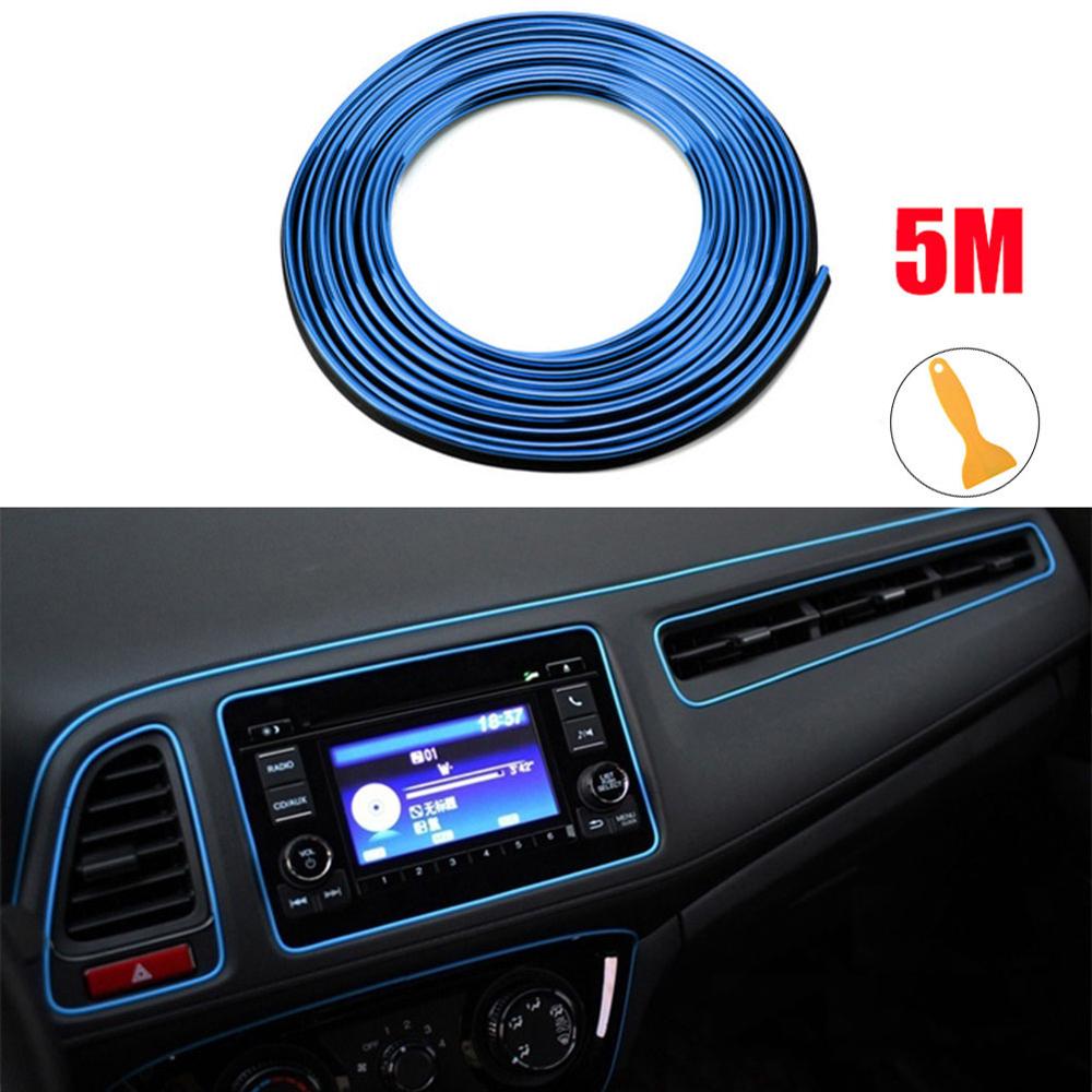 Moldura de borde de puerta para Interior de coche, tira embellecedora de borde de puerta, Universal, decorativa, 5M: Azul