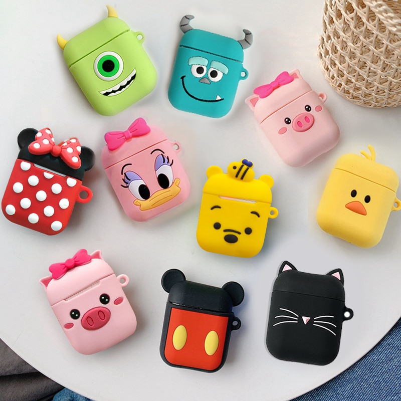 Funda bonita para AirPods 2 funda protectora de silicona de dibujos animados funda de aire para auriculares para cápsulas de aire auriculares funda de transporte