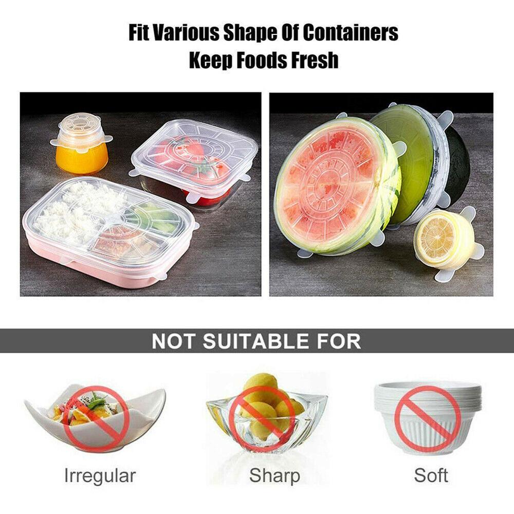 Set de tapas de silicona para mantenimiento fresco, tapas elásticas de silicona para comida, platos y accesorios de cocina, 3, 6, 12 unidades