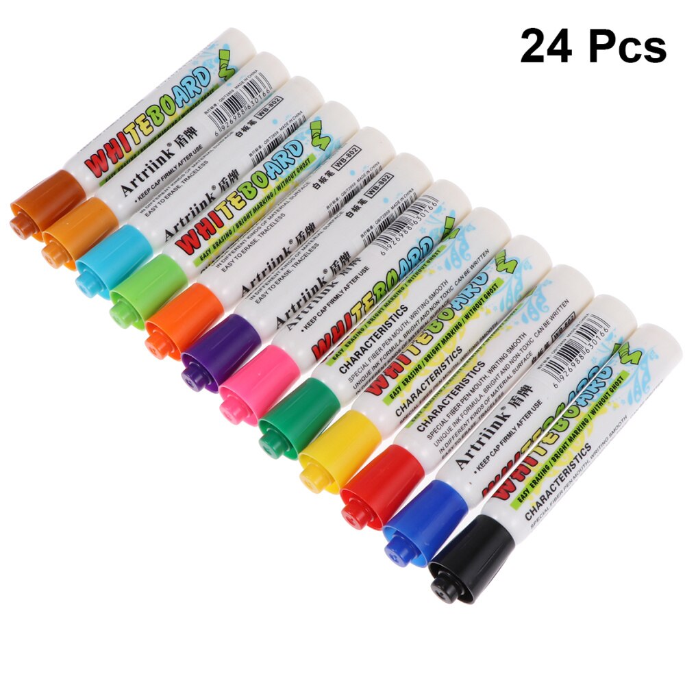 2 Boxes/24PCS Erasable Marker Pens Whiteboard Pens Writing and Drawing Pens for Whiteboard School Office